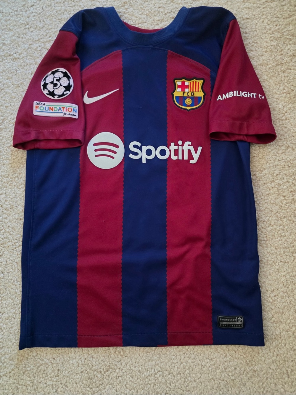 Nike FC Barcelona Kids Jersey - Navy & Burgundy Stripe